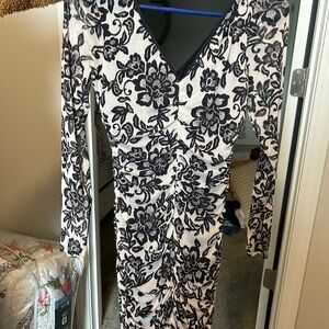 Elegant Black and White Floral Dress